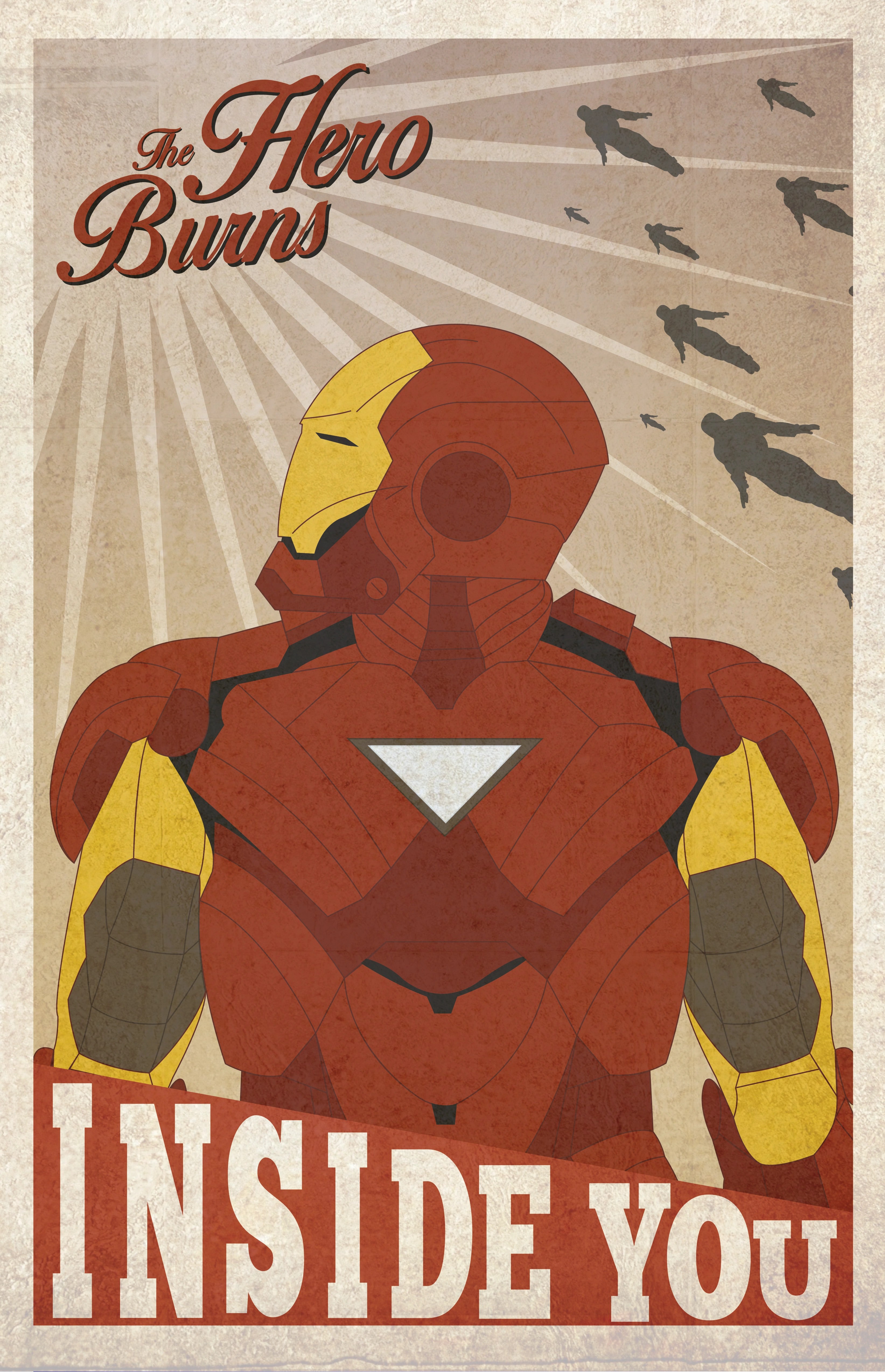 Железный Человек в стиле винтажной иллюстрации - 1