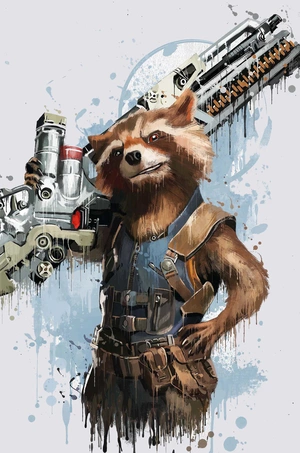 Ракета в акварельном стиле - 1