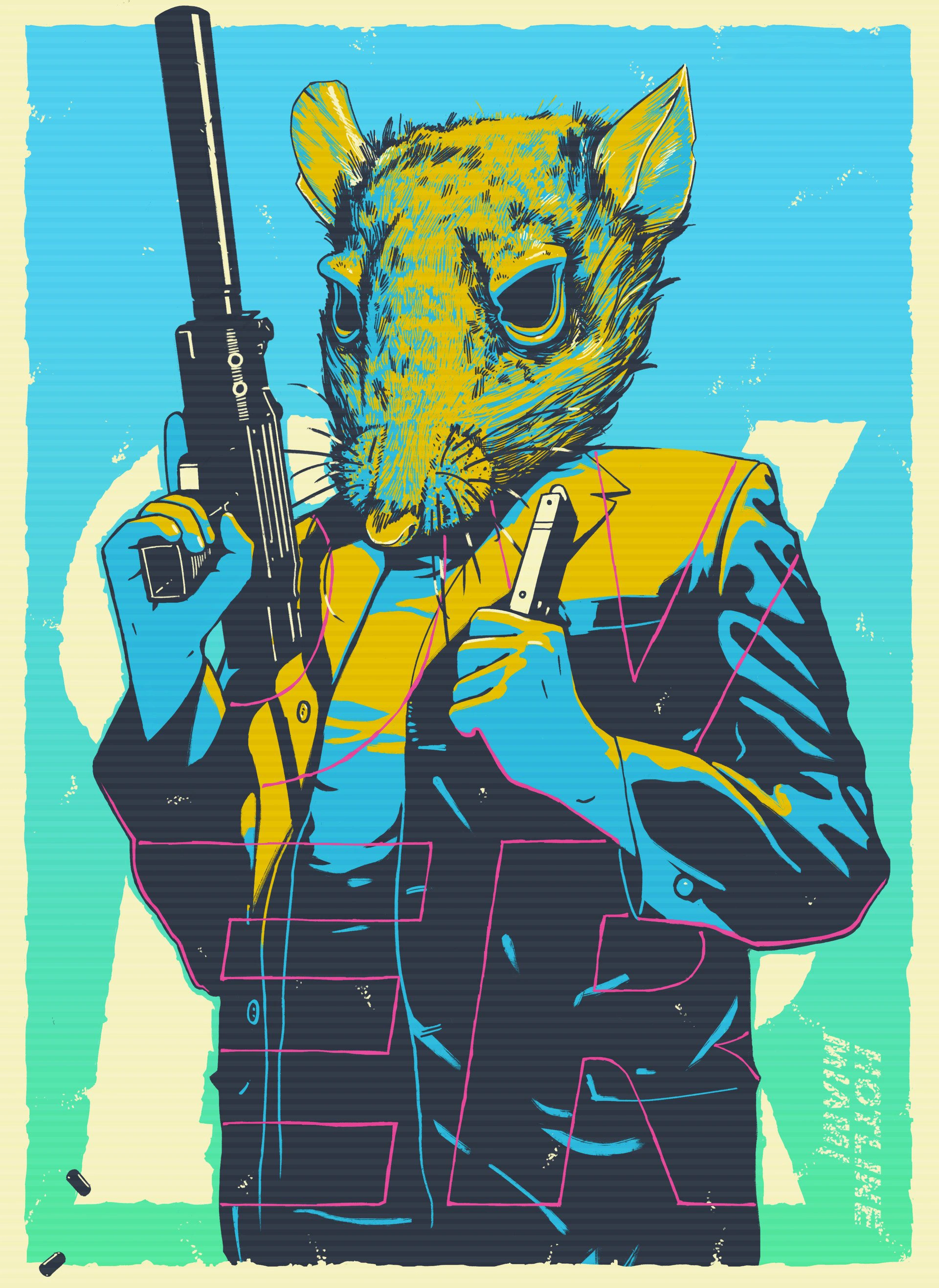 Hotline Miami — Неоновый человек с головой крысы - 1
