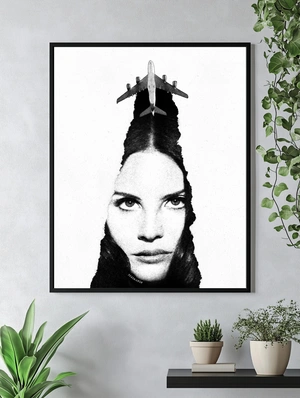 Контрастное искусство с лицом Lana Del Rey и самолётом - 4
