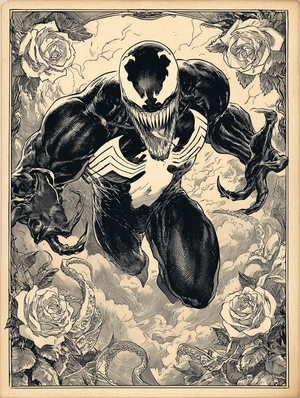 Веном в чёрно-белой графике - 1