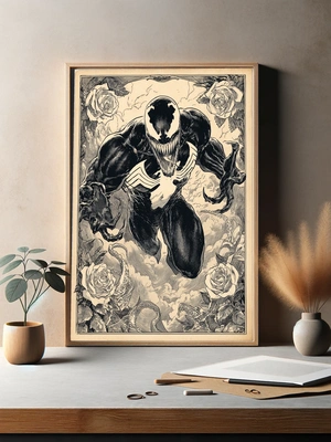 Веном в чёрно-белой графике - 3