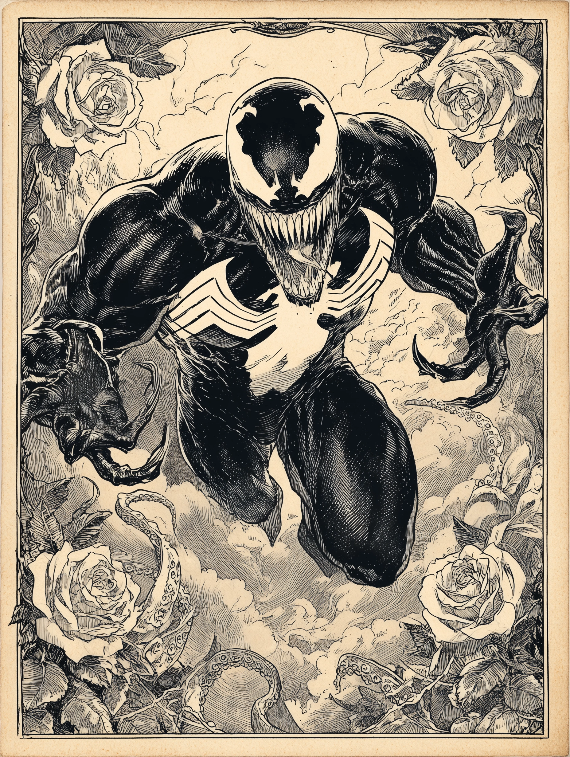 Веном в чёрно-белой графике - 1