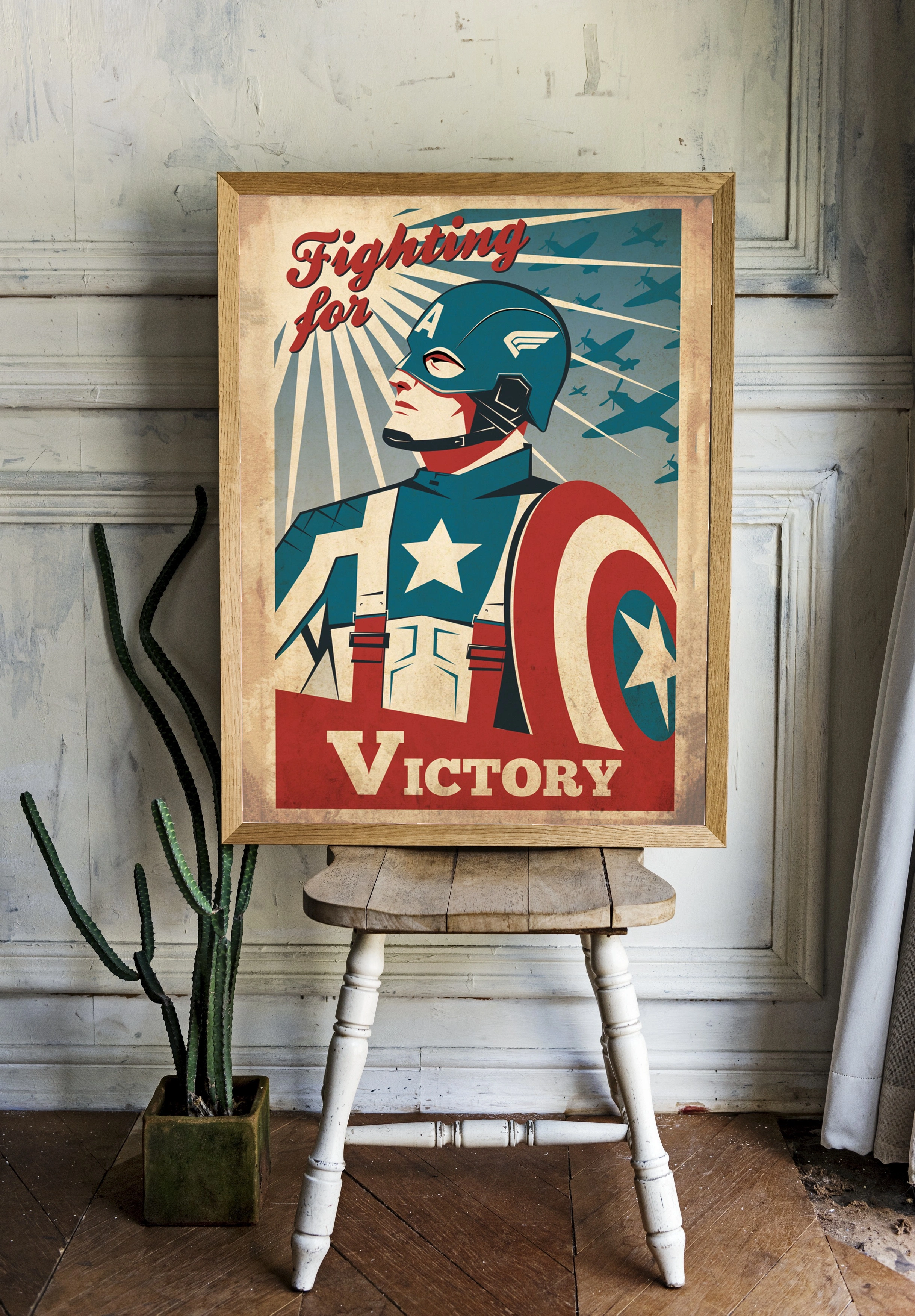 Капитан Америка в стиле ретро иллюстрации - 2