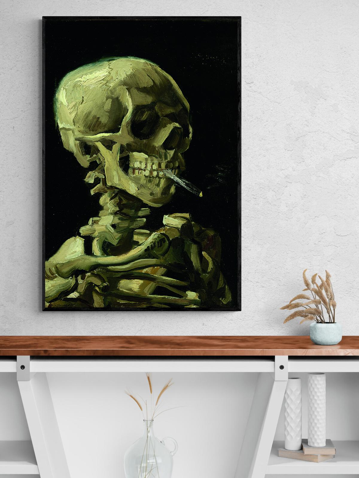 Купить Ван Гог – Череп с горящей сигаретой и плакаты для интерьера на  разные темы с доставкой по Москве и России в крафтовом тубусе