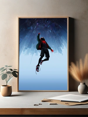 Человек-паук Майлз Моралес в полете над городом - 3