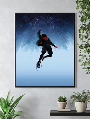 Человек-паук Майлз Моралес в полете над городом - 4