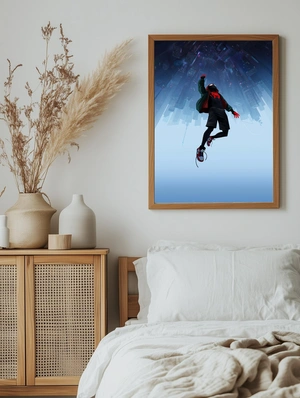 Человек-паук Майлз Моралес в полете над городом - 5