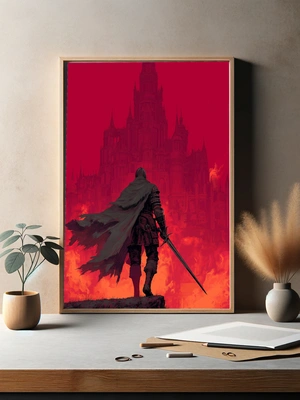 Dark Souls — Темный рыцарь на фоне горящего замка - 3