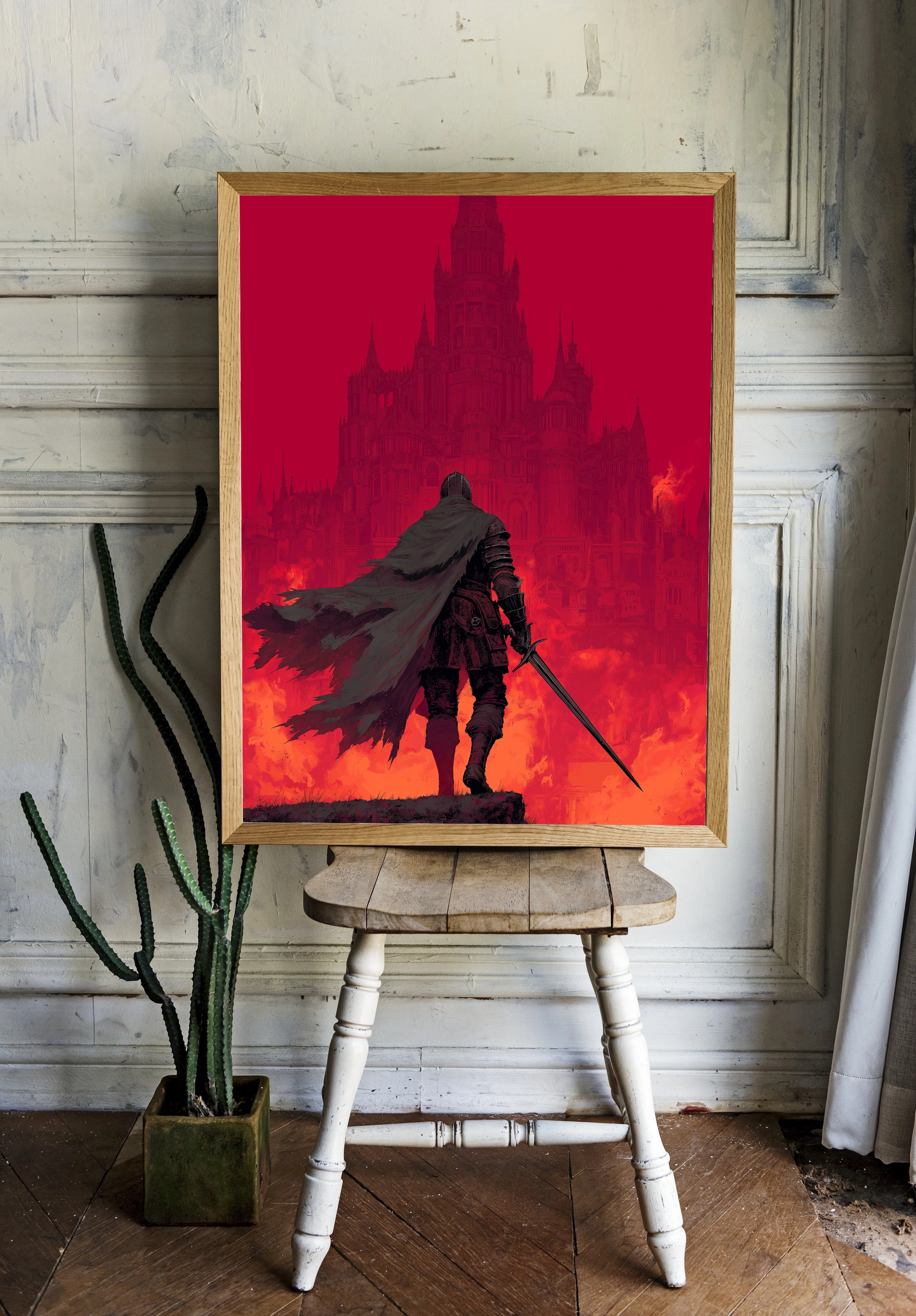 Dark Souls — Темный рыцарь на фоне горящего замка - 2
