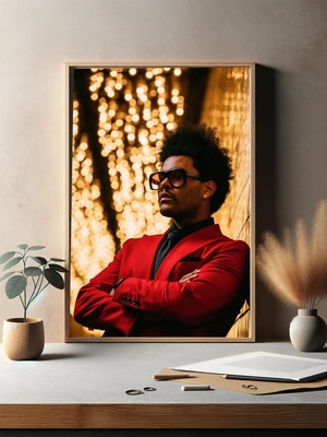 Стильный городской портрет The Weeknd  в красном - 3