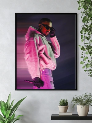 Современный портрет Kanye West в стиле неонового света - 4