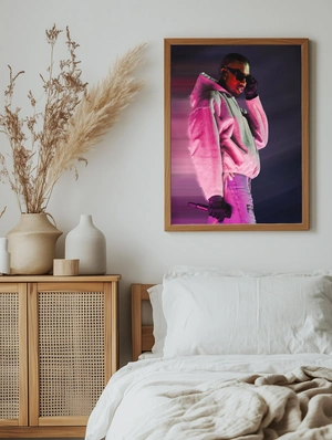 Современный портрет Kanye West в стиле неонового света - 5
