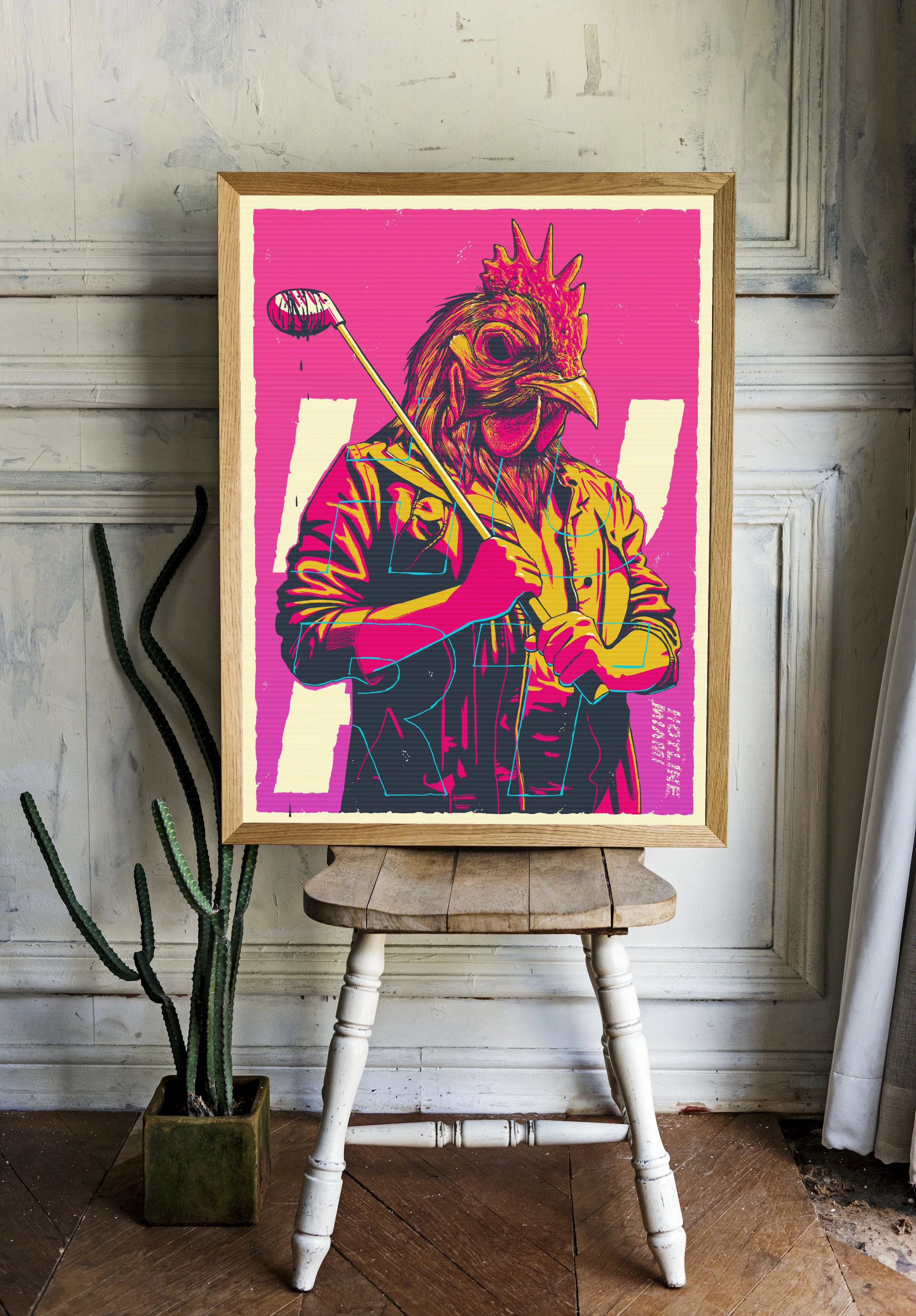 Hotline Miami — Яркий арт с петухом в костюме - 2