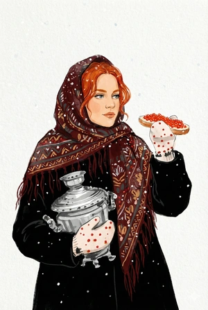 Русская зима и самовар в руках - 1