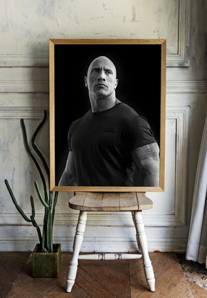 Портрет Дуэйна Джонсона в монохроме - 2