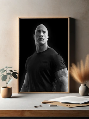 Портрет Дуэйна Джонсона в монохроме - 3