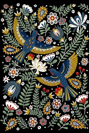 Синие птицы и цветочная гармония - 1