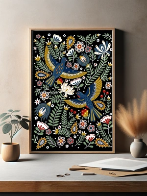 Синие птицы и цветочная гармония - 3