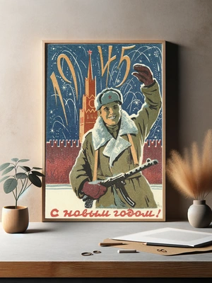 Новый год 1945 — Советский солдат на фоне Красной площади - 3