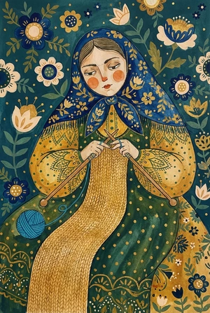 Девушка с спицами для вязания - 1