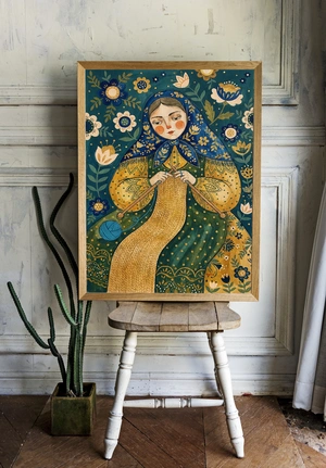 Девушка с спицами для вязания - 2