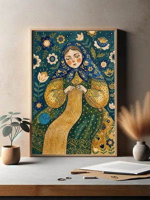 Девушка с спицами для вязания - 3