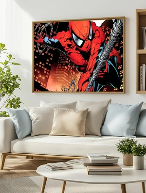 Экшн момент с Человеком-пауком на фоне небоскребов - 3