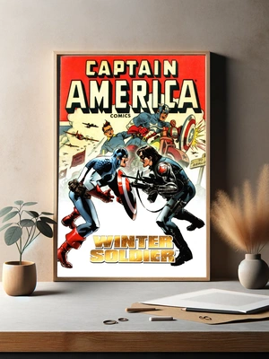 Зимний Солдат и Капитан Америка в динамичной сцене боя - 3