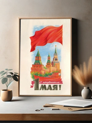 Май с красным знаменем и Кремлём - 3