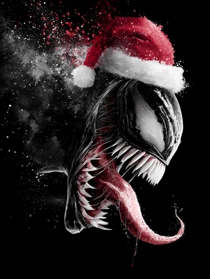 Веном в новогоднем колпаке - 1