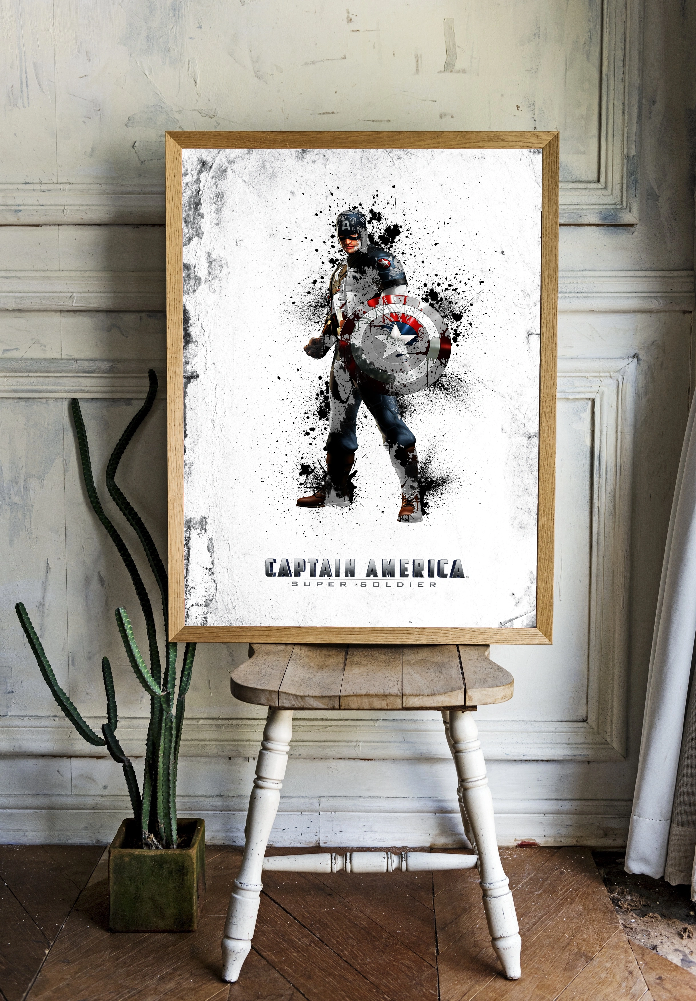 Капитан Америка в акварельном стиле - 2