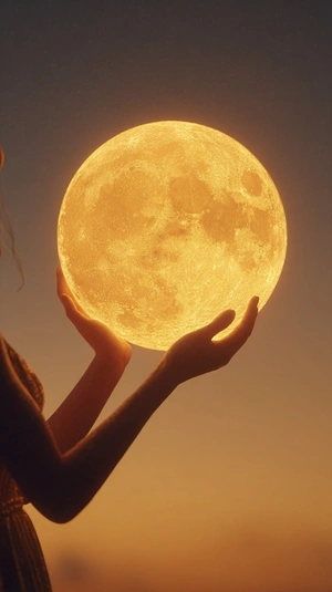 Девушка с луной на фоне заката - 1