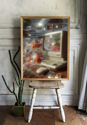 Ретро-компьютер с золотыми рыбками - 2