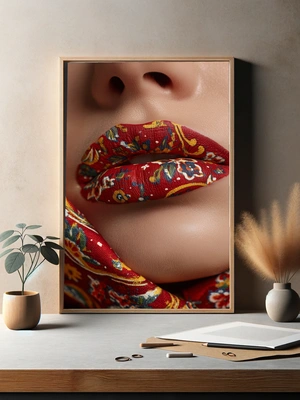 Яркие губы в цветочном узоре - 3