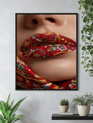 Яркие губы в цветочном узоре - 5