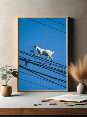 Коза на проводах под ярким небом - 3