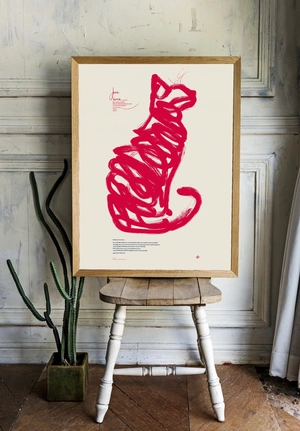 Абстрактный красный кот на светлом фоне - 2
