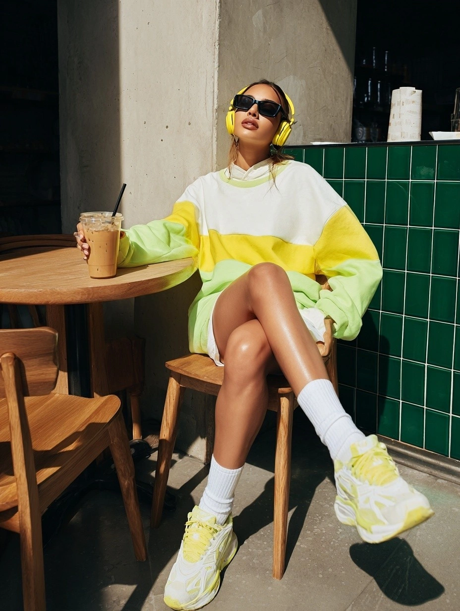 Яркий стильный образ в кафе - 1