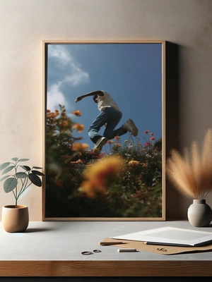 Парящий человек среди цветущих полей - 3