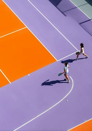 Динамичная игра на ярком теннисном корте - 1