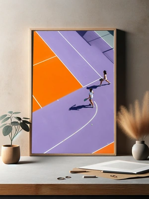 Динамичная игра на ярком теннисном корте - 3