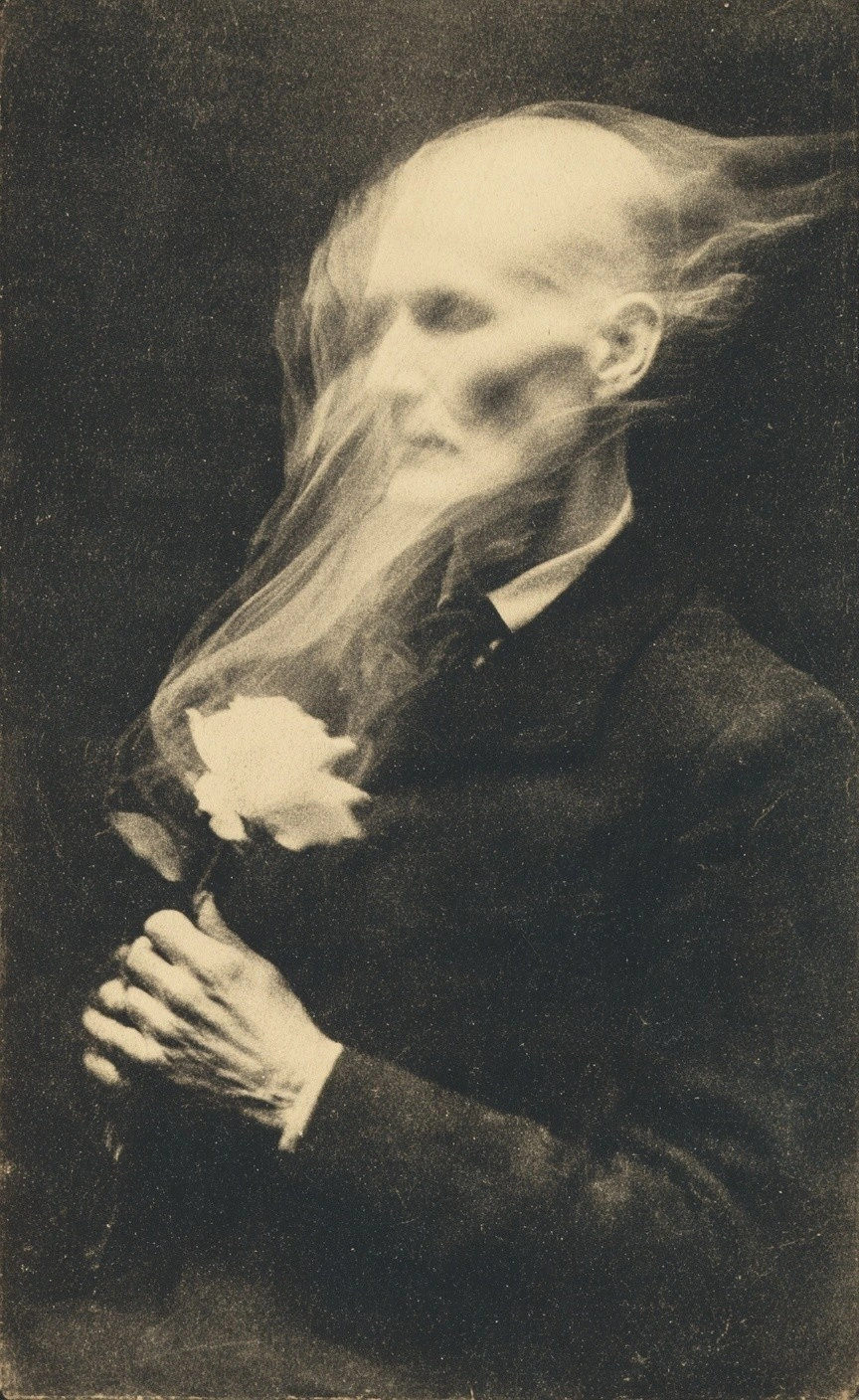 Старинный портрет с розой и дымкой - 1