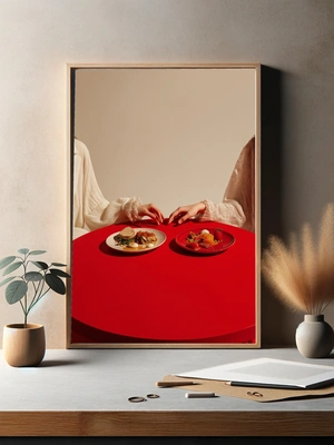 Элегантный завтрак на красном фоне - 3