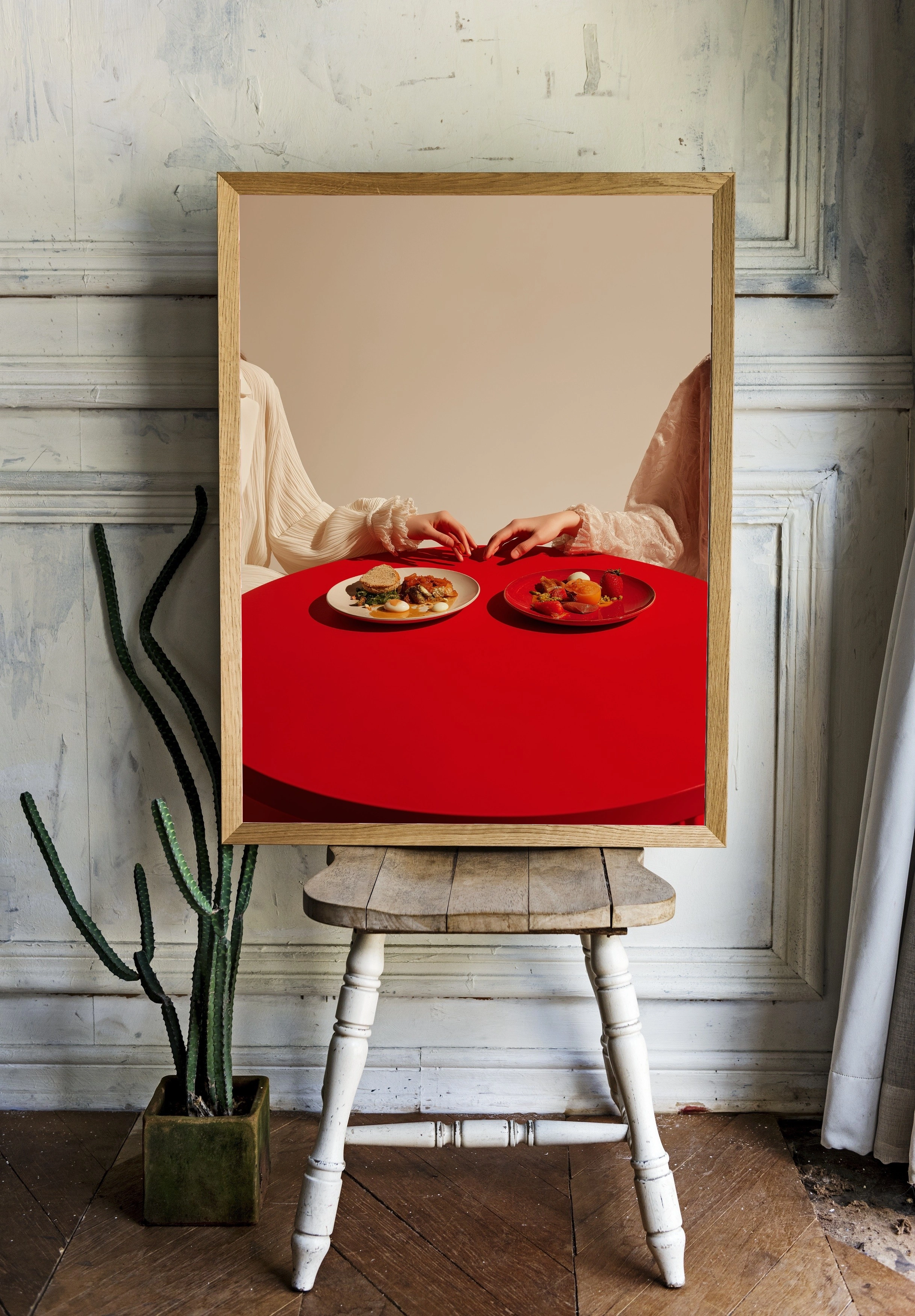 Элегантный завтрак на красном фоне - 2