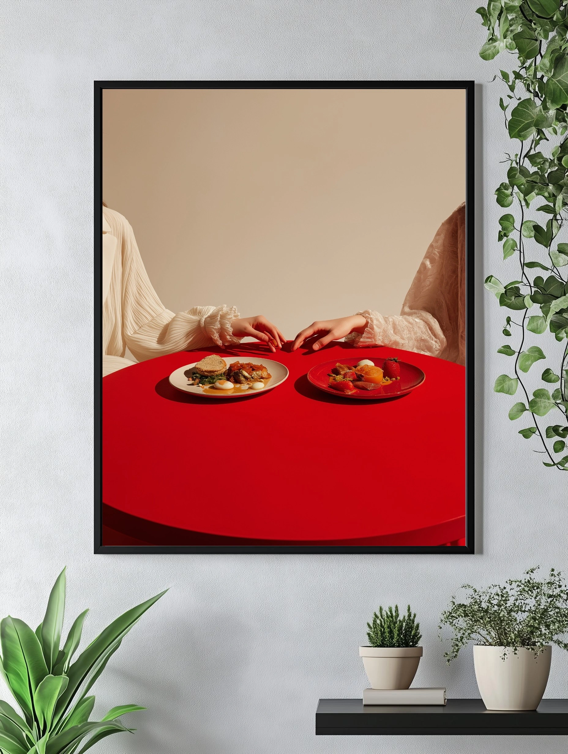 Элегантный завтрак на красном фоне - 5