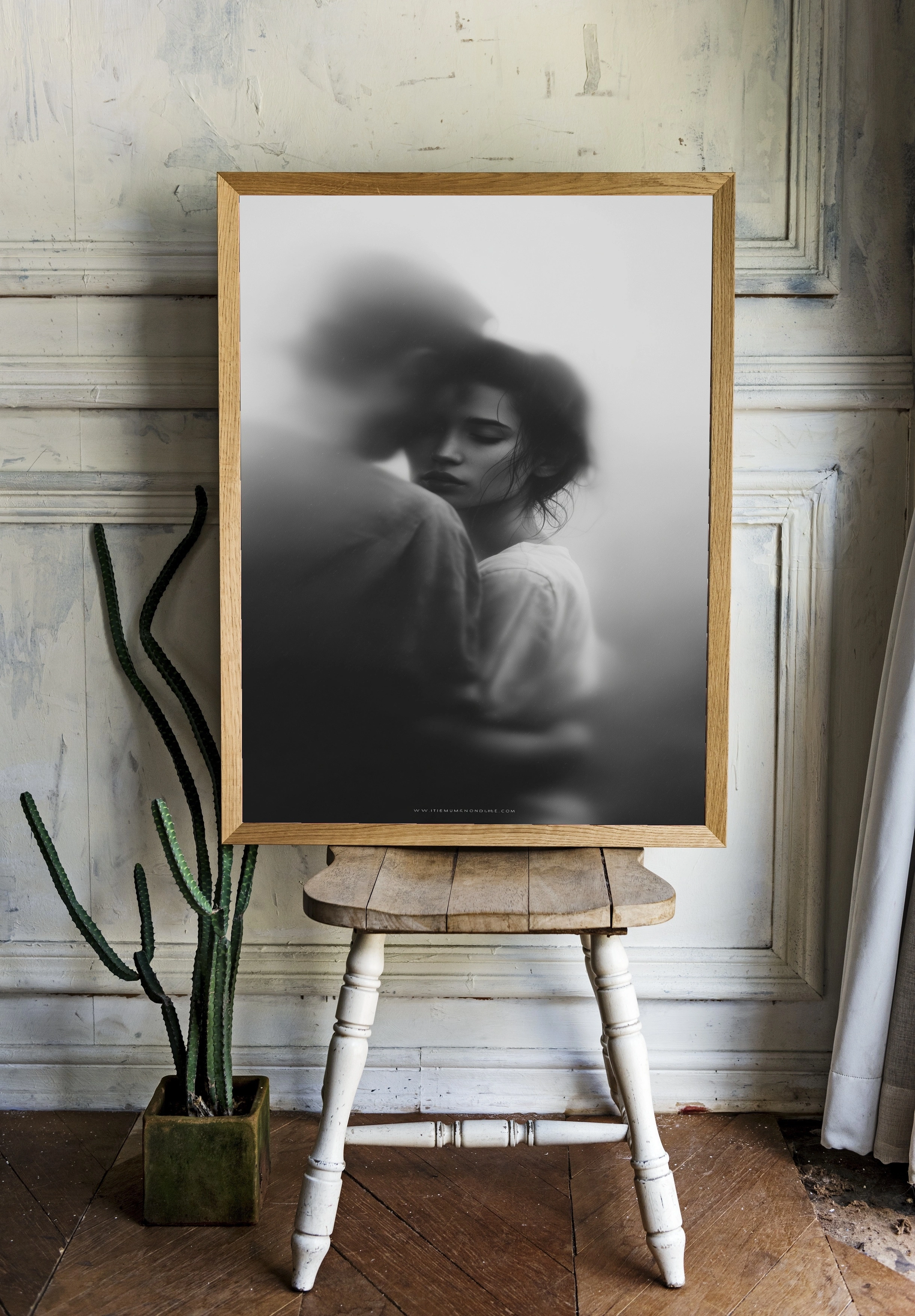 Эмоциональный черно-белый портрет пары - 2