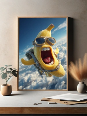 Смелый банан-парашютист в облаках - 3