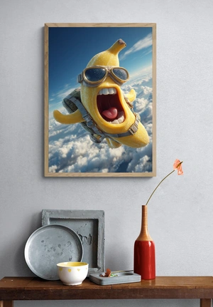 Смелый банан-парашютист в облаках - 4