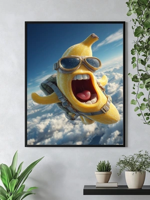 Смелый банан-парашютист в облаках - 5